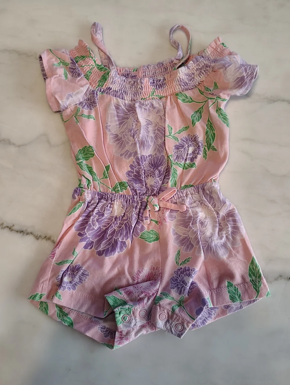 Children's Place Blue Purple Pink Floral Romper Bundle Set Size 18 To 24 Months